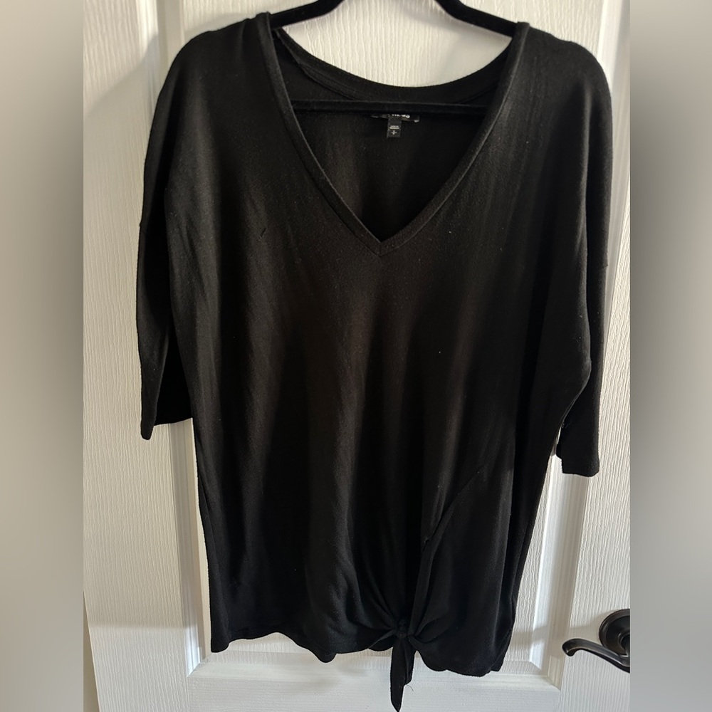 Black V-Neck Women's Top